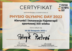 Certyfikat z Physio olyumpic day